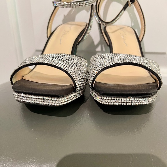 Betsey Johnson silver rhinestone heels - Picture 3 of 7